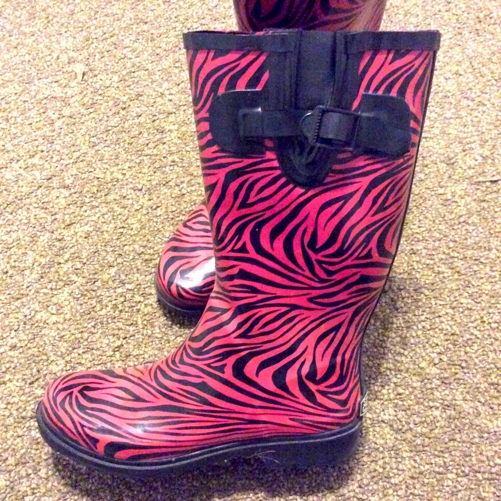 Stone Creek Pink Zebra Rain Boots